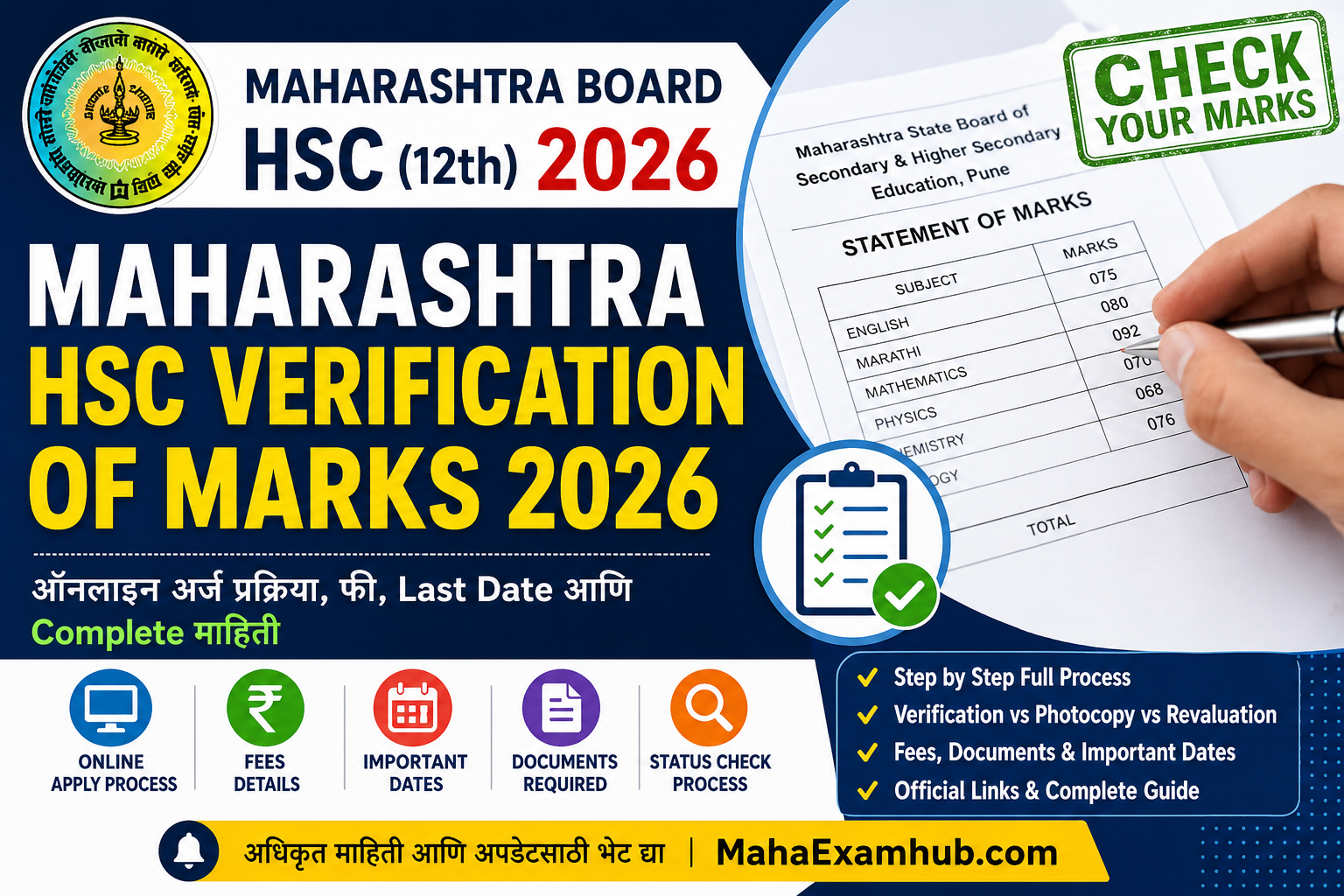 Maharashtra HSC Verification of Marks 2026