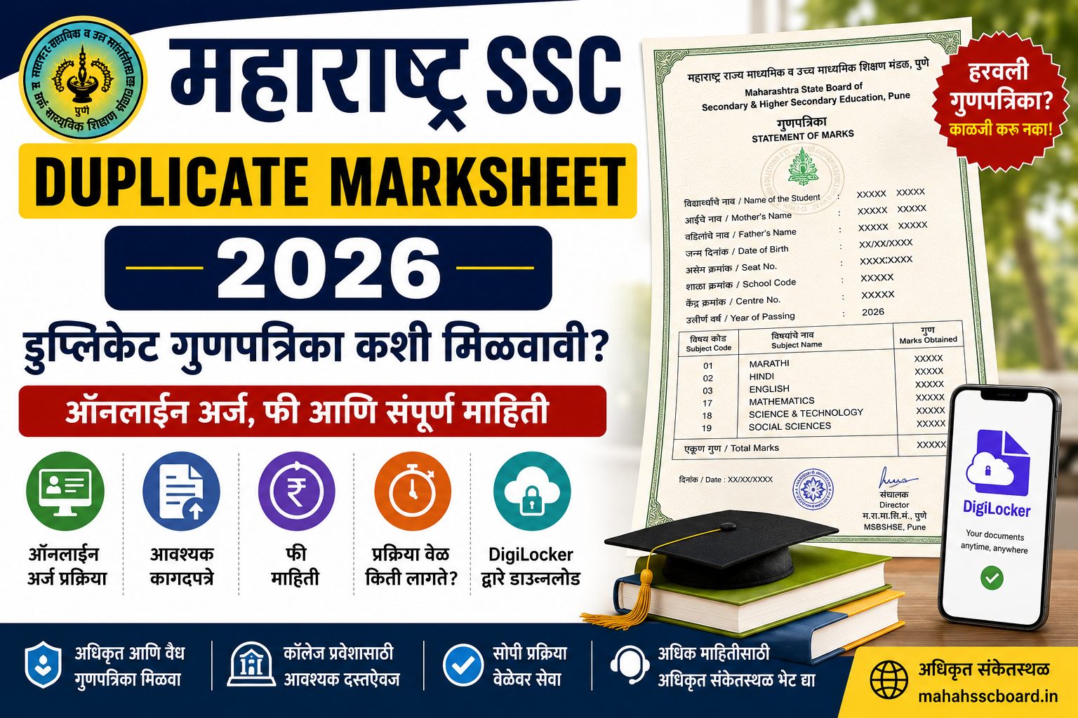 Maharashtra SSC Duplicate Marksheet 2026